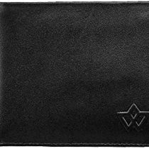 Leather Wallet for Men by Wasama | Black | Classic bi-fold Style, Removable Card Holder, Durable | RFID Protection | The Classic Plus - Nightfall Black
