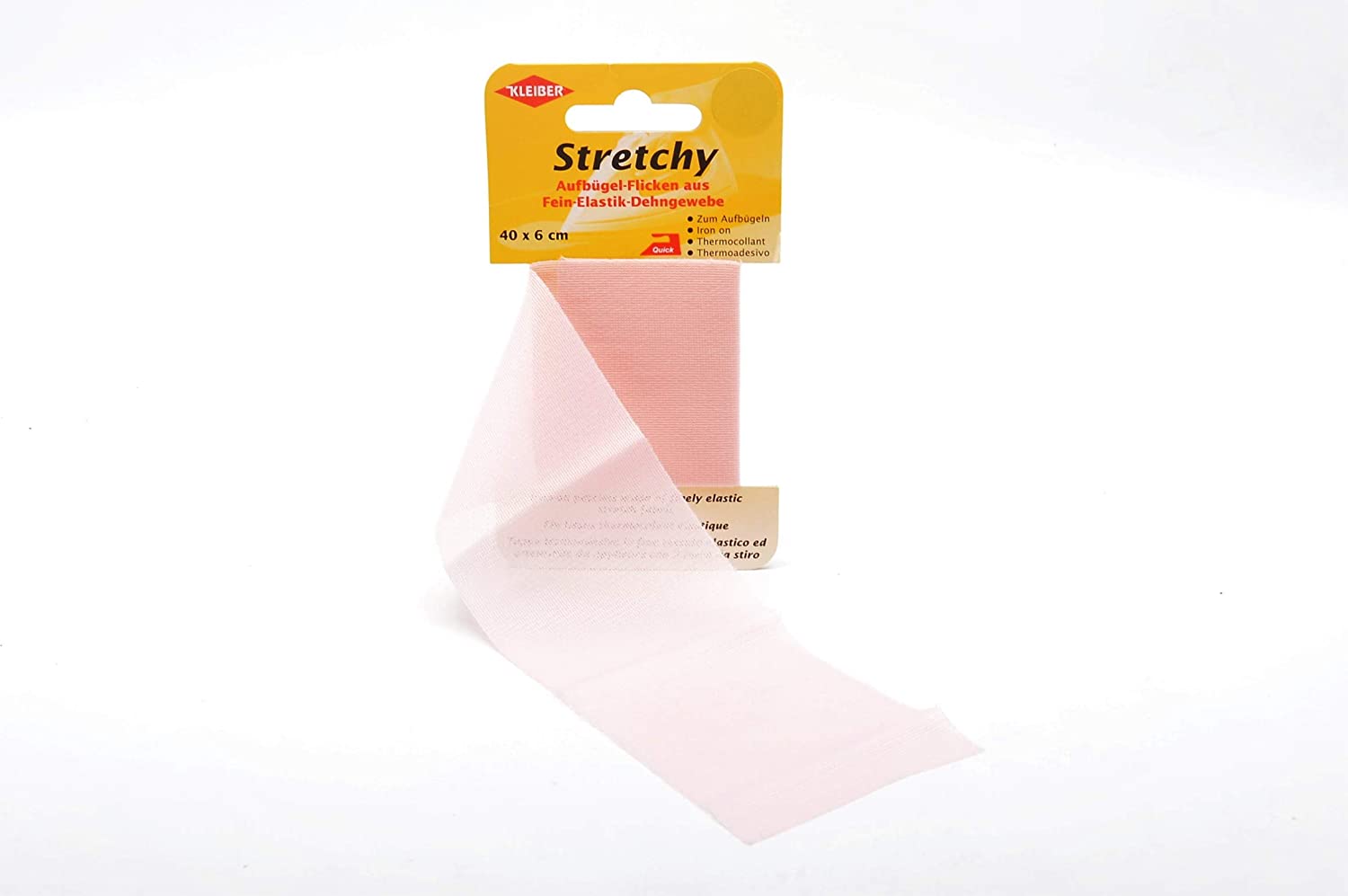 Kleiber 40 x 6 cm Iron on Elasticated Clothing Repair Tape, Light Pink, 40 x 6 x 0,05 cm