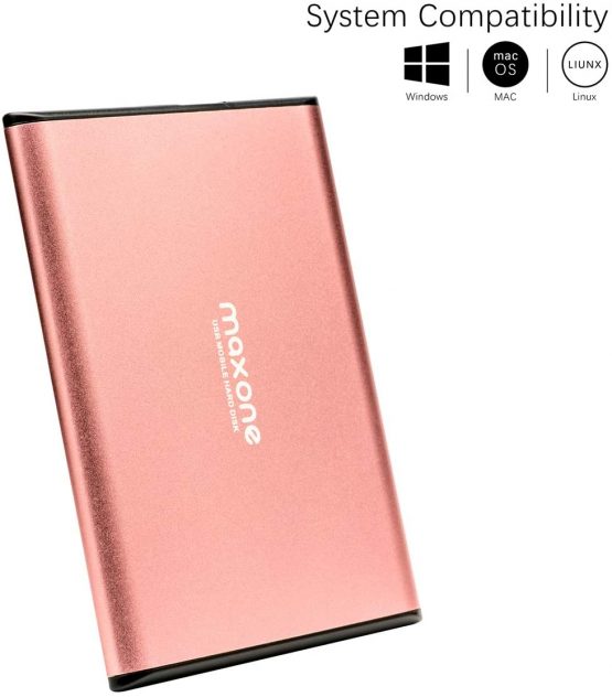 2.5" Portable External Hard Drive 160GB-USB 3.0 Ultra Slim Aluminum HDD Backup for PC/Desktop/Laptop/TV/Mac/MacBook/Chromebook/Windows - Rose Pink - Image 3