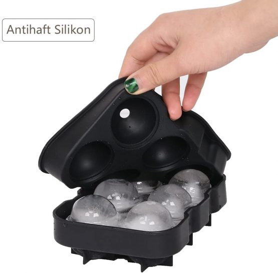 Ticent & Co Silicone Ice Cube Trays (Set of 2), Sphere Ice Ball Maker with Lid & Large Square Moulds, Reusable & BPA Free - Image 4