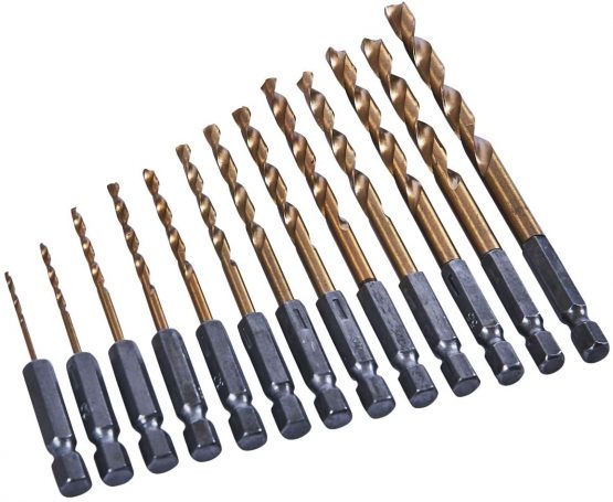Amtech F1120 13 Piece 6.25mm (1/4") Titanium Coated high Speed Steel (HSS) Drill bit Set - Image 2