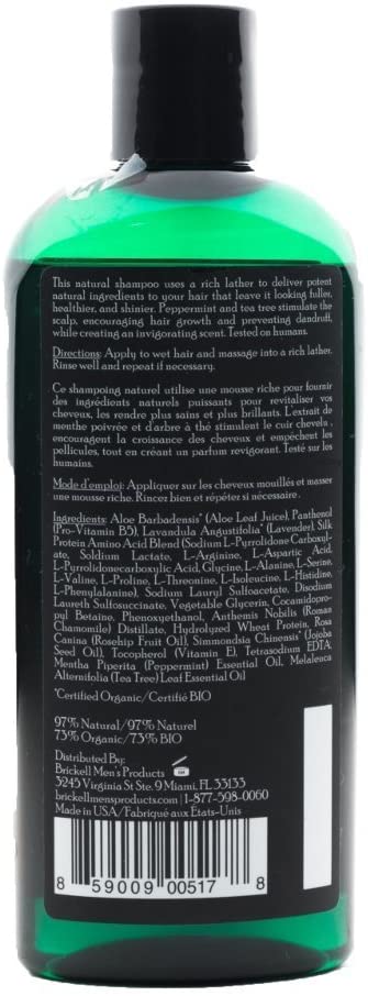 Brickell Men's Daily Strengthening Shampoo for Men Natural and Organic Featuring Mint and Tea Tree Oil To Soothe Dry and Itchy Scalp - Image 4