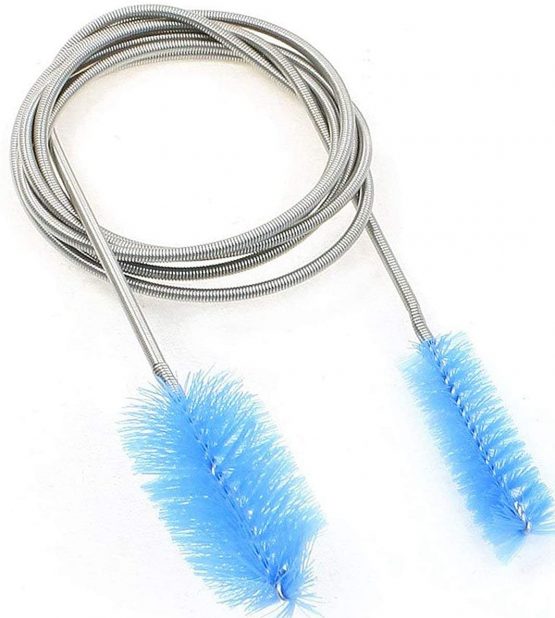 155cm Long Tube Cleaning Brush Flexible Double Ended Bristles Hose Pipe Cleaner Stainless Steel Aquarium Filter Brush for Fish Tank or Home Kitchen