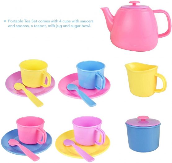 plastic tea set in carry case