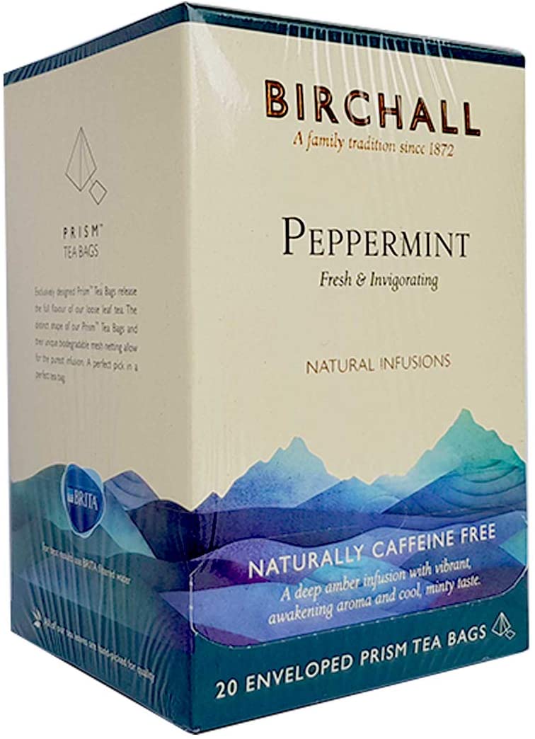 Birchall Peppermint Prism Tea Bags, (20 Enveloped Prism Tea Bags)