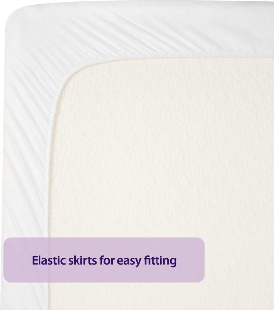 ClevaMama Waterproof Mattress Protector, Cotton Fitted Sheet for Small Double Bed - White 120x190x30 cm - Image 4