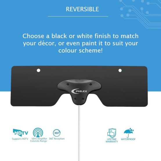 Indoor TV Aerial, SLx Ultra-Thin 4K Suitable Amplified Digital TV Aerial With Integrated 4G Filter HDTV Freeview Indoor HDTV Aerial with USB Powered Amplifier for Digital TV Signals - Image 2