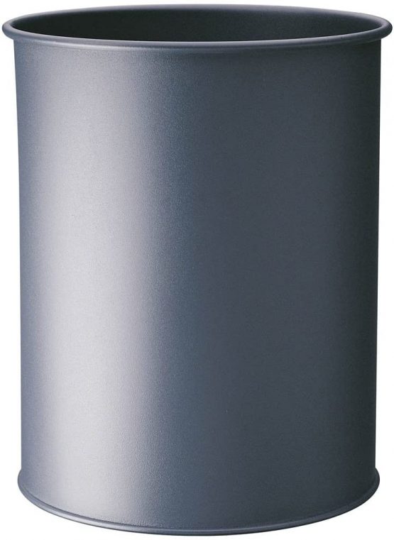Durable Metal Round Waste Bin Charcoal 15 Litre Capacity | Made of Steel with Scratch Resistant Coating | Waste Basket for Offices, Schools, Home, etc.