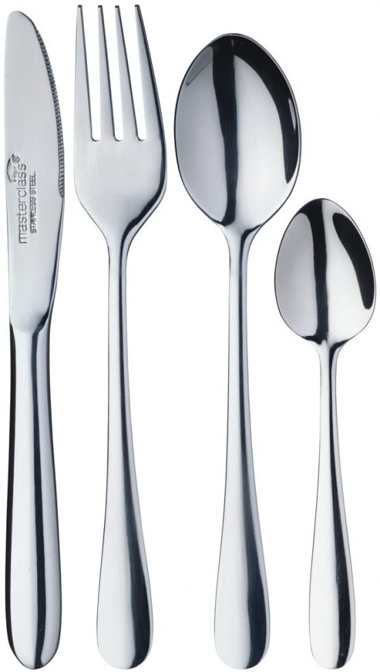 KitchenCraft MasterClass Children's Cutlery Set, Silver, 4-Piece