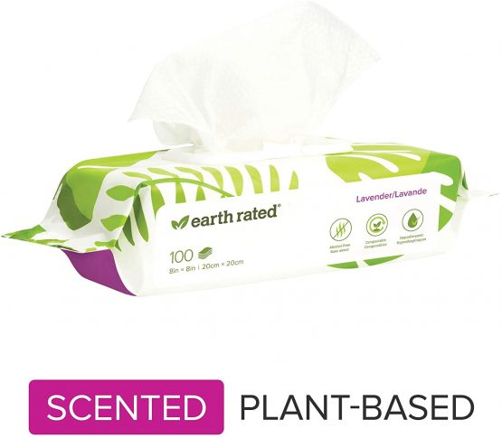 Earth Rated - dog and cat Wipes 100 units, lavender oil