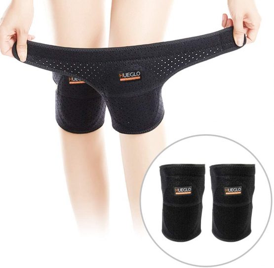 Hueglo Adjustable Protective Soft Sponge Dance Knee Pad for Women Girls, Stabilized Cushiony Breathable Knee Pads for Dancing/Yoga/Sports/Exercise/Volleyball 2Packs Dance Protector, Black M