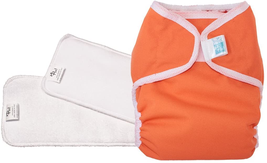 PSS! All-in-Two Washable eco-Friendly Cloth Diapers - Kit with 2 Removable Absorbent Cloth Diapers and 1 red Cover