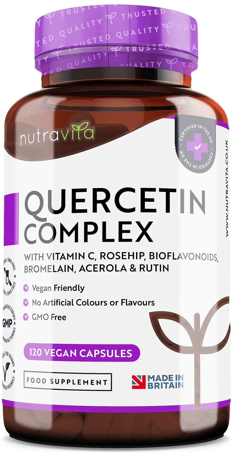 Quercetin 500mg with Bromelain & Vitamin C 120 Vegan Capsules for Immune Support Blended