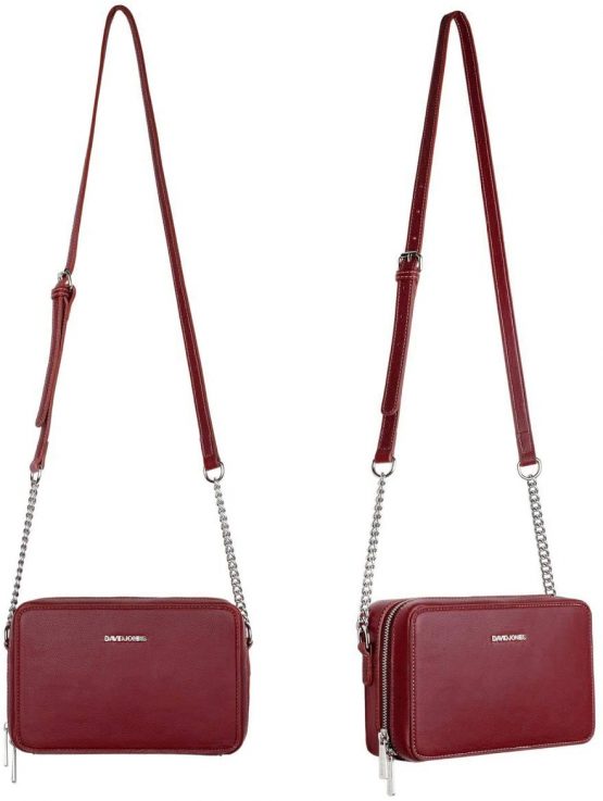 David Jones - Women's Small Square Crossbody Bag - Ladies Chain Shoulder Messenger Bag - PU Faux Leather Zipper Clutch - Little Cute Handbag Fashion Evening Pochette Phone Purse Elegant - Image 4