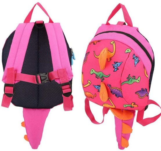 Dinosaur Backpack Kids Children Toddler Bag Cartoon Backpack Snack Lunch Bag Travel Rucksack with Safety Harness Leash for Preschool Boys Girls(Pink) - Image 2