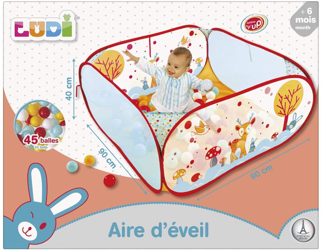 Ludi - Pop Up Ball Playground - Safe Ball Pool, Pop Up Structure - Easy to Store - from 6 Months, Rabbit, 1 Unité (Lot de 1)