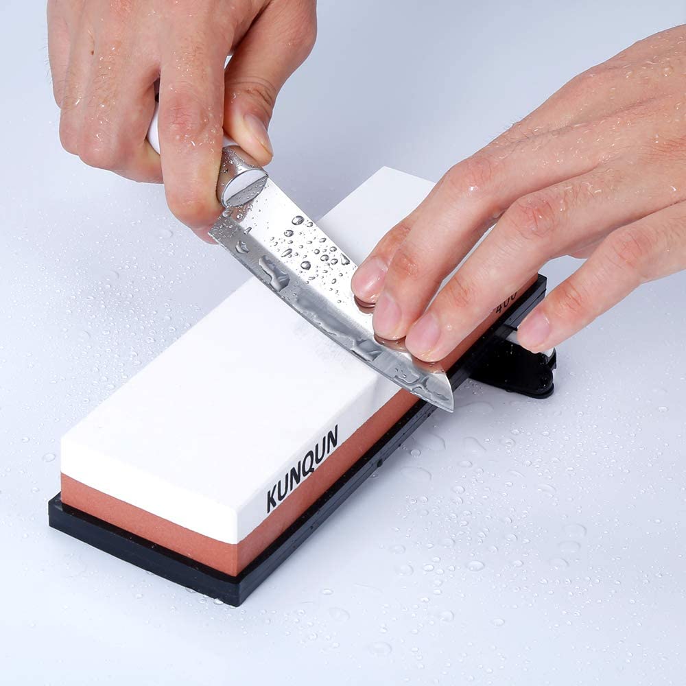 KUNQUN Whetstone 400 1000 Grit, Premium Knife Sharpening Stone set 2in1 Dual Grits
