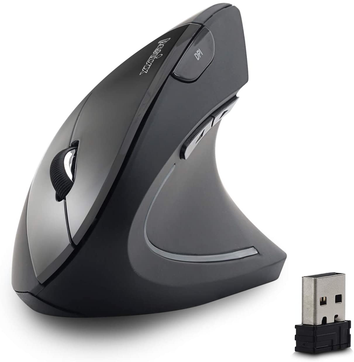 Perixx PERIMICE-713 Wireless Ergonomic Vertical Mouse - 1000/1500/2000 DPI - Right Handed - Recommended with RSI User