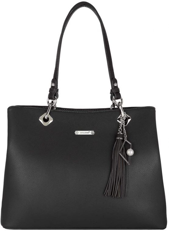 David Jones - Women's Large Tote Shopper Bag - Ladies Shoulder Bag PU Leather - Long Handles Casual Handbag Many Compartments Pockets - Fashion Elegant City Travel Shopping
