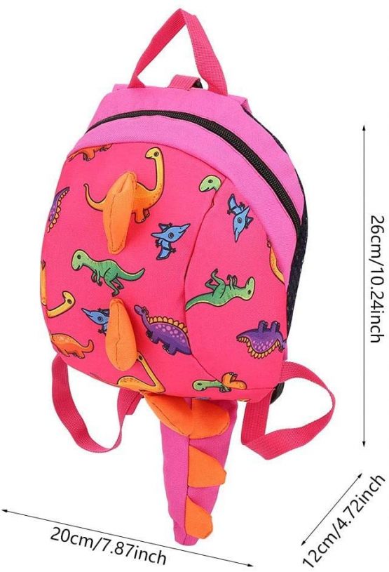 Dinosaur Backpack Kids Children Toddler Bag Cartoon Backpack Snack Lunch Bag Travel Rucksack with Safety Harness Leash for Preschool Boys Girls(Pink) - Image 3