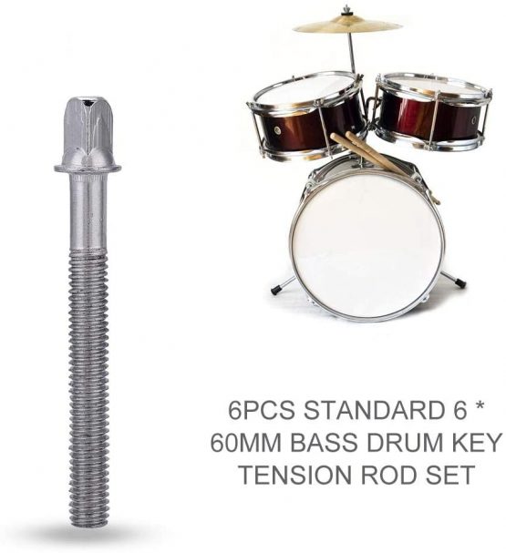 6Pcs Screw Rods, 60mm Drum Tight Screw Tension Rods Percussion Replacement Accessory - Image 2