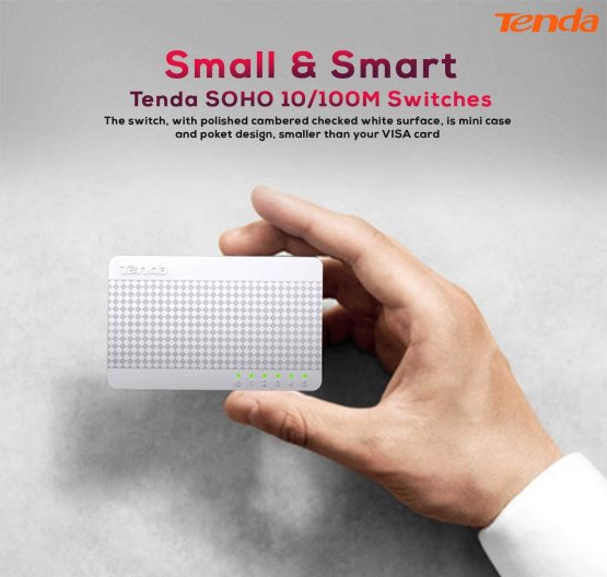 Tenda S105 5 Ports 10/100 Mbps Ethernet Desktop/Wall Mount Switch - White - Image 3