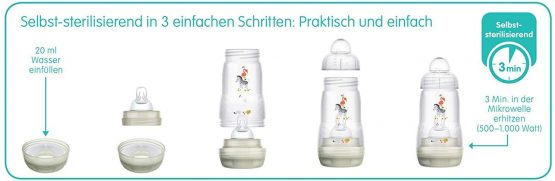 MAM Easy Start Self Sterilising Anti Colic Starter Set Girls Rose-Beige, Newborn Bottle Set and Soother, Newborn Essentials - Image 3