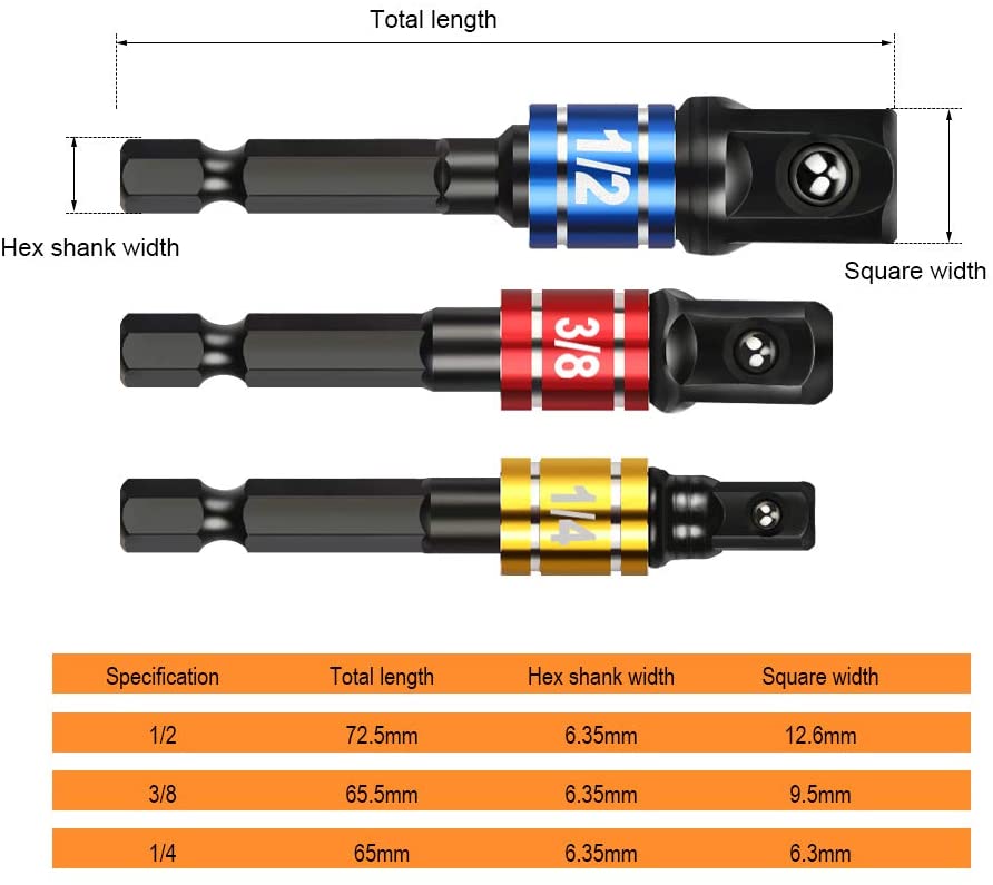 Drill Socket Adapter for Impact Driver – JelBo Impact Grade Socket ...