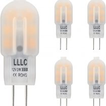 5 x G4 LED Bulbs 2w Equivalent 20w Replacement for Halogen Capsule 12v with Frosted Cover Warm White