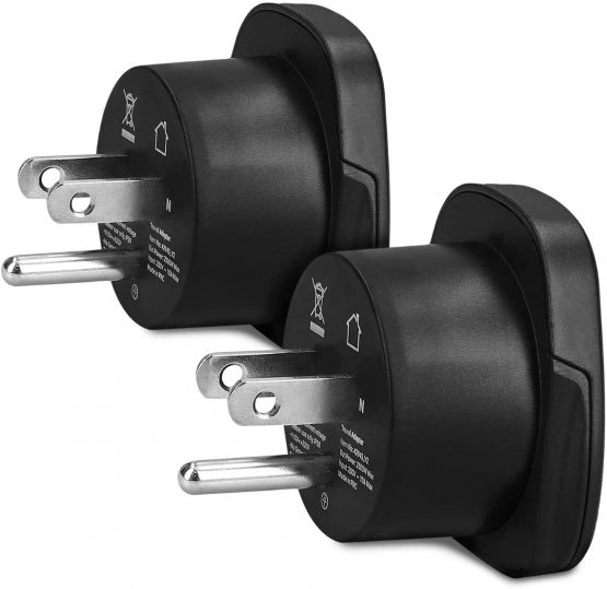 kwmobile Travel Adapter USA Type B (Pack of 2) - Universal Plug Adaptor - UK to US, Canada, Mexico, Cuba, Jamaica, Peru, Thailand and More - Black