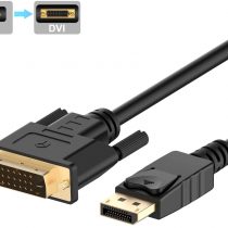Rankie DisplayPort (DP) to DVI Cable, 1080P Full HD, 1.8 m, Black