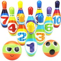 Bowling Set Skittles Game for Kids with 10 Pins and 2 Balls Early Development Indoor Toy Gifts for Children Toddler Girls Boys