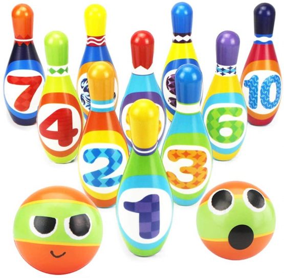 Bowling Set Skittles Game for Kids with 10 Pins and 2 Balls Early Development Indoor Toy Gifts for Children Toddler Girls Boys