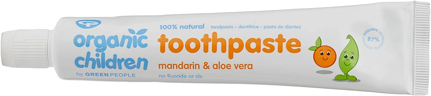 Green People Organic Children Mandarin & Aloe Vera Toothpaste, 100% Natural, for Kids, Fluoride & SLS Free, Vegan