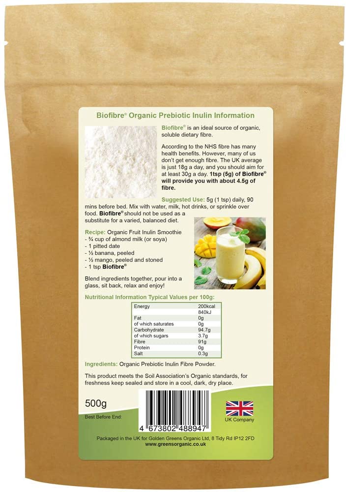 Greens Organic Inulin Powder Supplement, White, 500 g (Pack of 1) - Image 2