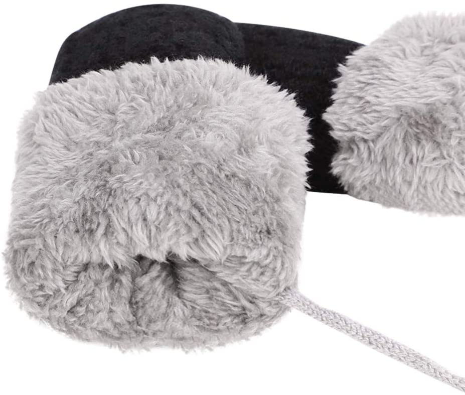 Baby Toddler Cute Winter Thicken Knitted Magic Mittens Gloves with Fleece Lining Insulated Snow Cold Weather Fluffy Mittens with Anti-Lost String for Girls Boys Age 0-4Years Xmas Gift - Image 4