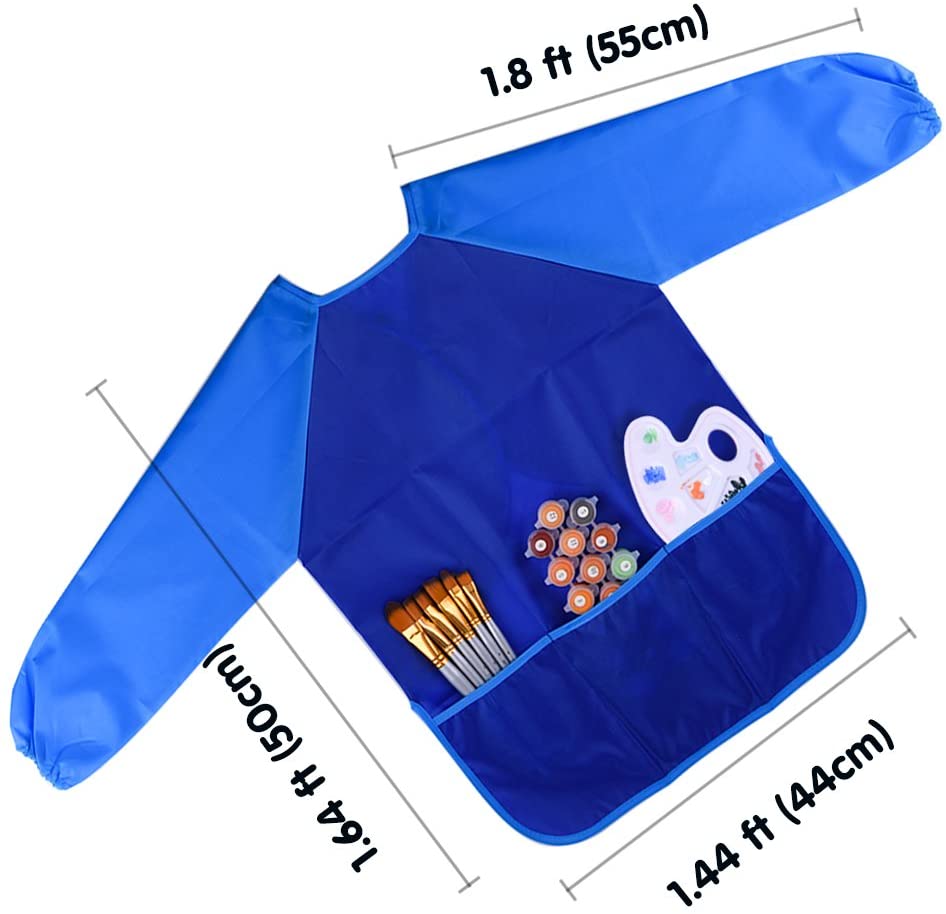 Kuuqa Waterproof Children Art Smock Kids Painting Baking Cooking Aprons with 3 Roomy Pockets,Painting Supplies - Image 3