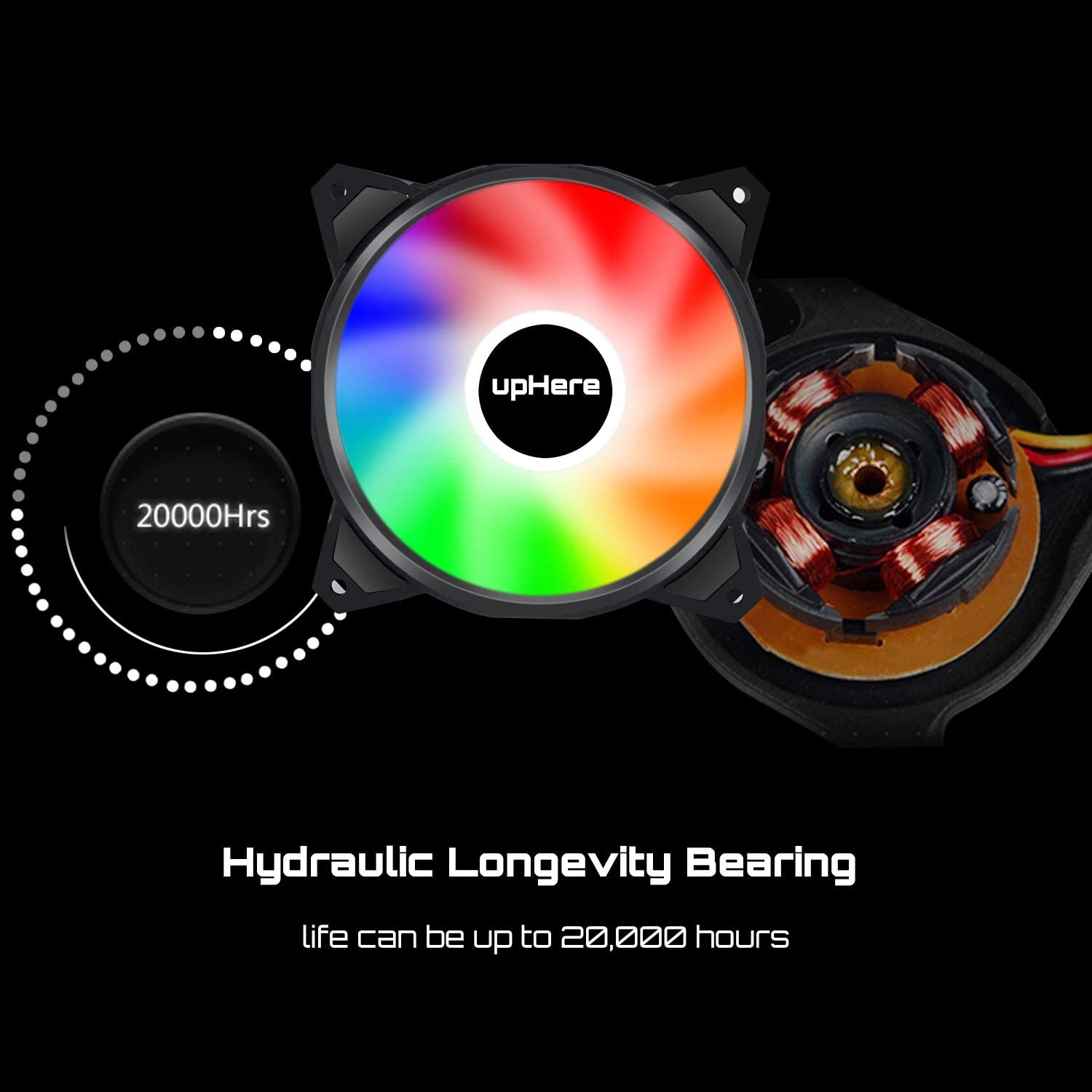 upHere 4PIN PWM 120mm Rainbow LED Computer Case PC Cooling Fan Ultra ...