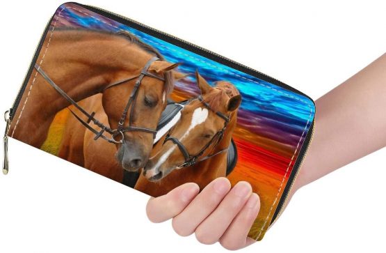 chaqlin Women's Zipper Wallets Solid Brown Horse Printed Card Clutch Holder Purse Teenage Ladies Gift - Image 2