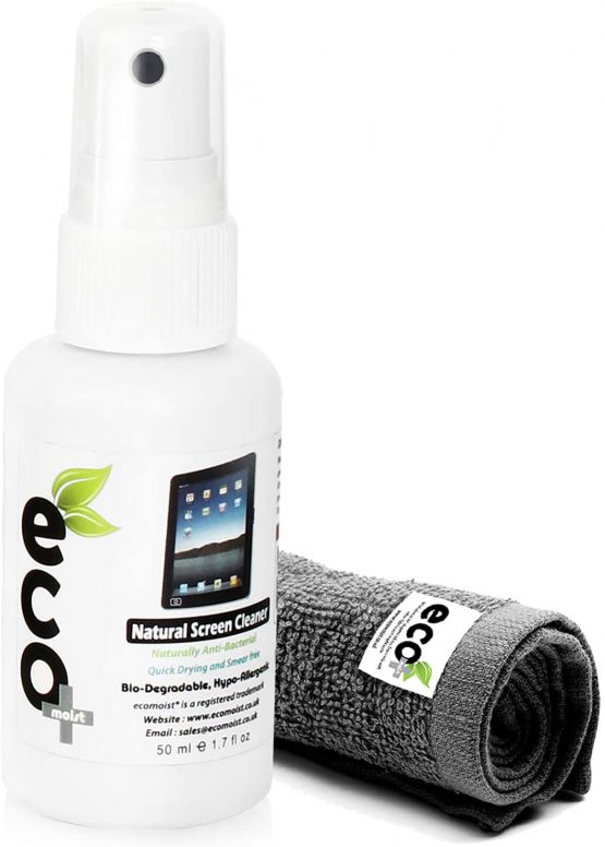 Ecomoist Natural Screen Cleaner 50ml with Fine Microfiber Towel