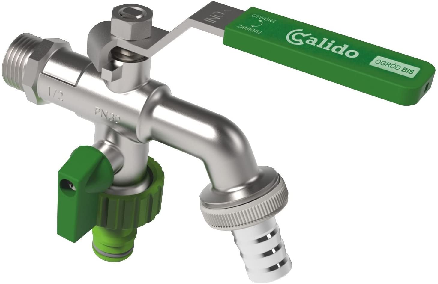 Double Garden Tap with Connector, G1/2 Inch Inlet and Two G3/4 Inch Outlet Outside Taps, Antifreeze -20 ℃