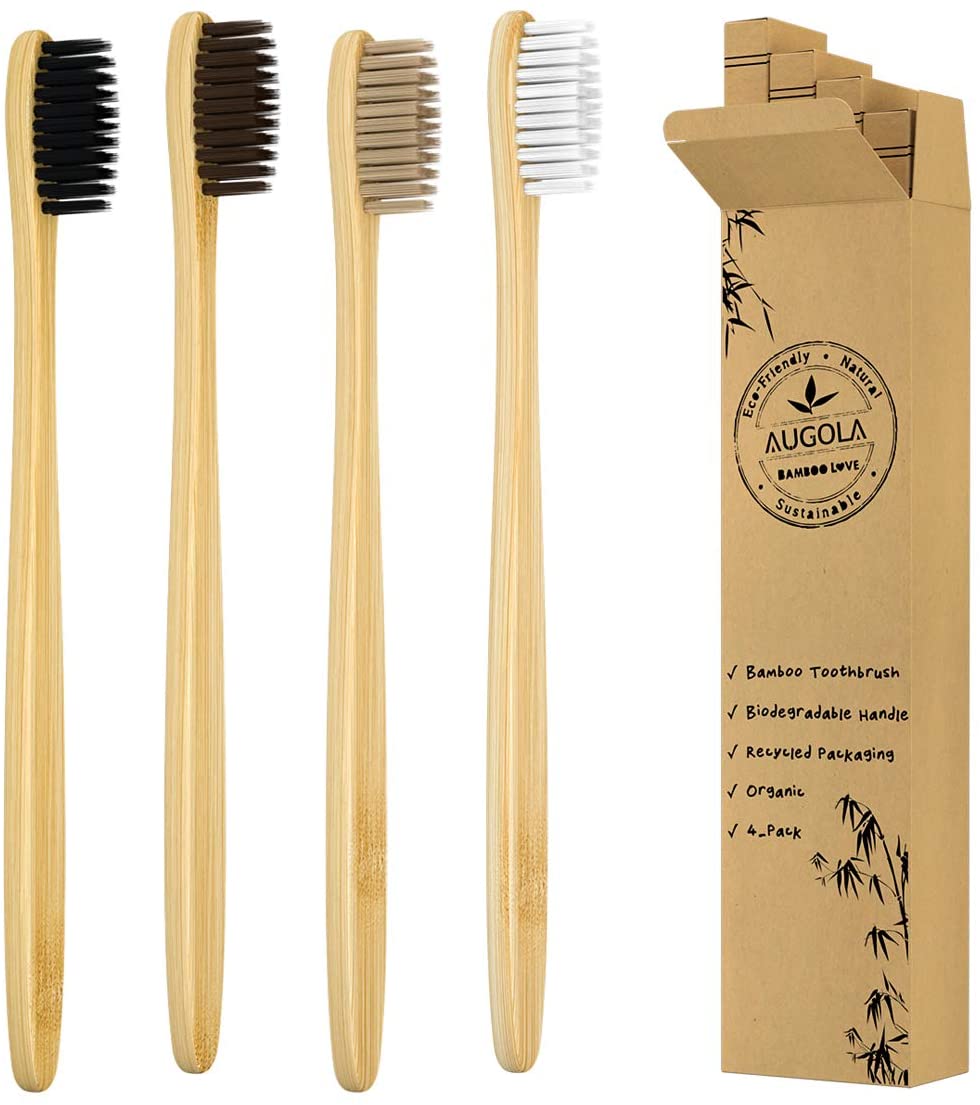 Bamboo Toothbrushes | Family 4 Pack | Eco-Friendly & Natural Organic ...