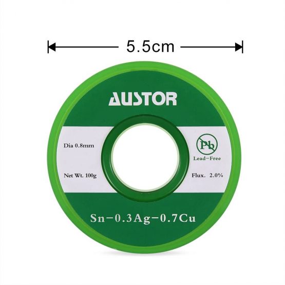 Austor 0.8mm Lead Free Solder Wire with Rosin Core, Sn 99% Ag 0.3% Cu 0.7%, 100g - Image 4
