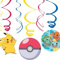Amscan 9904830 - Pokémon Birthday Party Hanging Swirl Decorations - 6 Pack