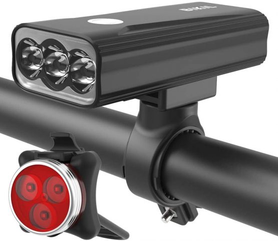 BIKIL Bike Lights Set Front and Back USB Rechargeable, 6400 mAh Super Bright 2400 Lumen Bicycle light,Easy to Install Bike Headlight and Taillight Combinations,Road and Mountain Cycling Light