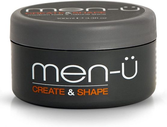 men-u mens hair products CREATE AND SHAPE 100ml mens hair cream – Adds texture and definition, smoothes and defrizzes. Hair putty with medium hold and medium shine. Single walled 100ml styling puck