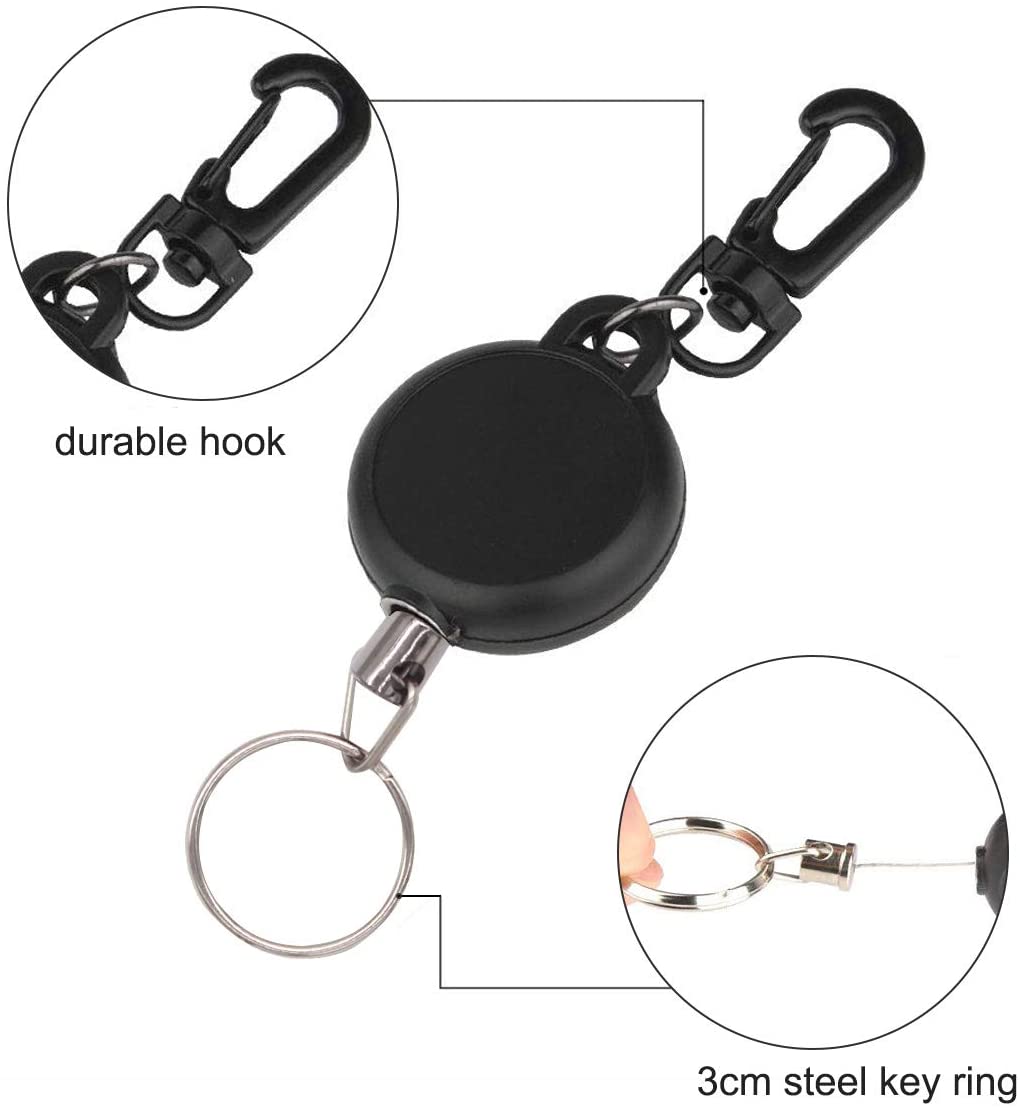 Natuce 2 Pieces Retractable Key Chain, Heavy Duty Key Reel with 23 inch Steel Wire Rope - Image 2
