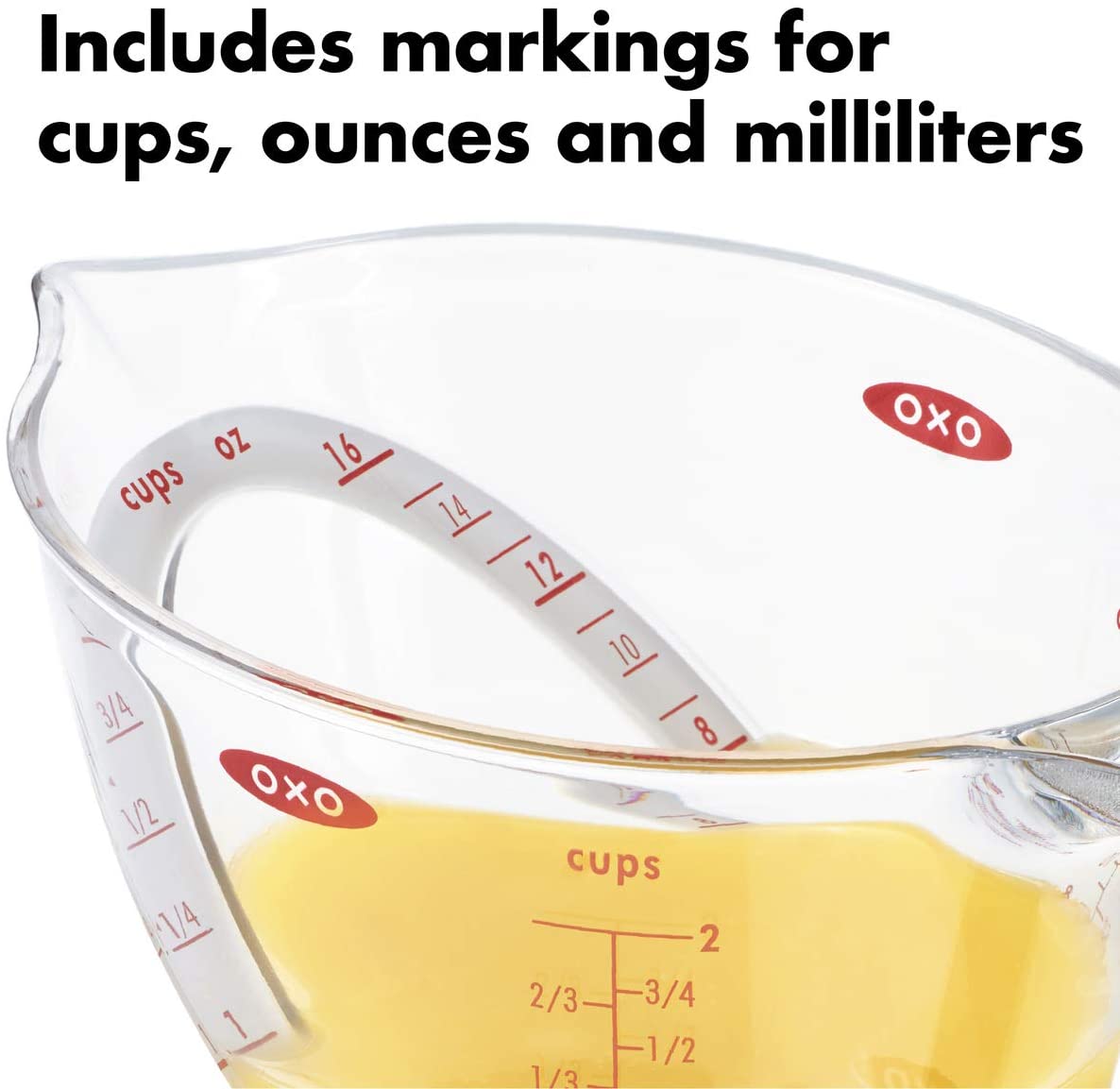 OXO Good Grips Angled Measuring Jug, 250 ml, Transparent, 250ml - Image 4