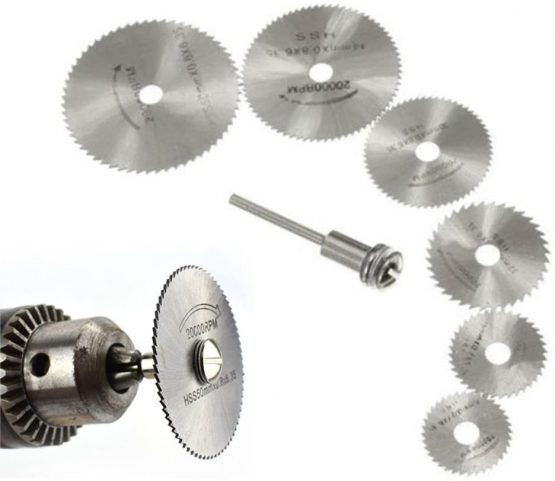 6PCS HSS Circular Saw Blades Mandrel Rotary Tool Set Fits Dremel Drills Rotary Cutting Blade