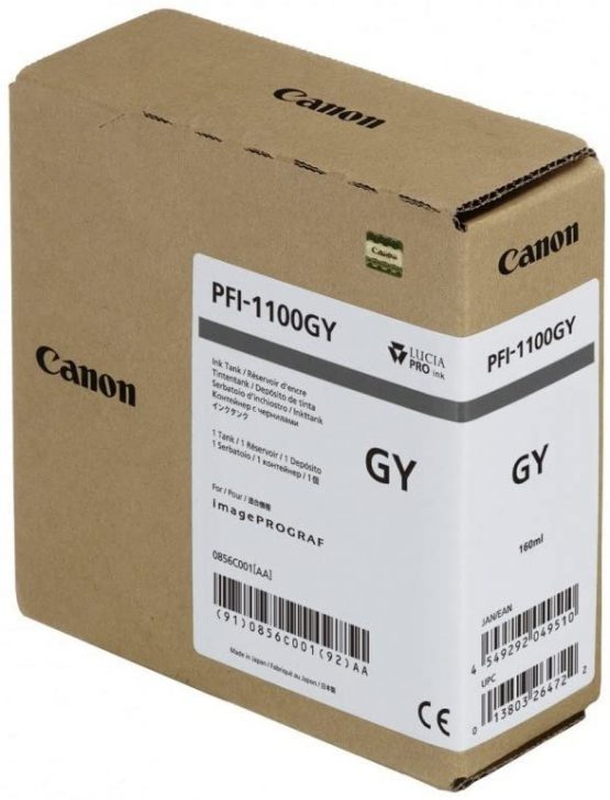 CANON PFI-1100 Ink Grey Standard Capacity 160 ml Pack of 1 iPF Pro2000/4000/4000S/6000S